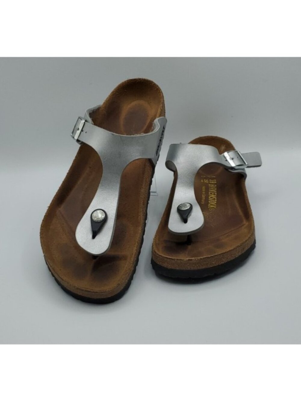 Birkenstock Gizeh Birko-Flor Silver Womens Size EU 39  US 8 Reg